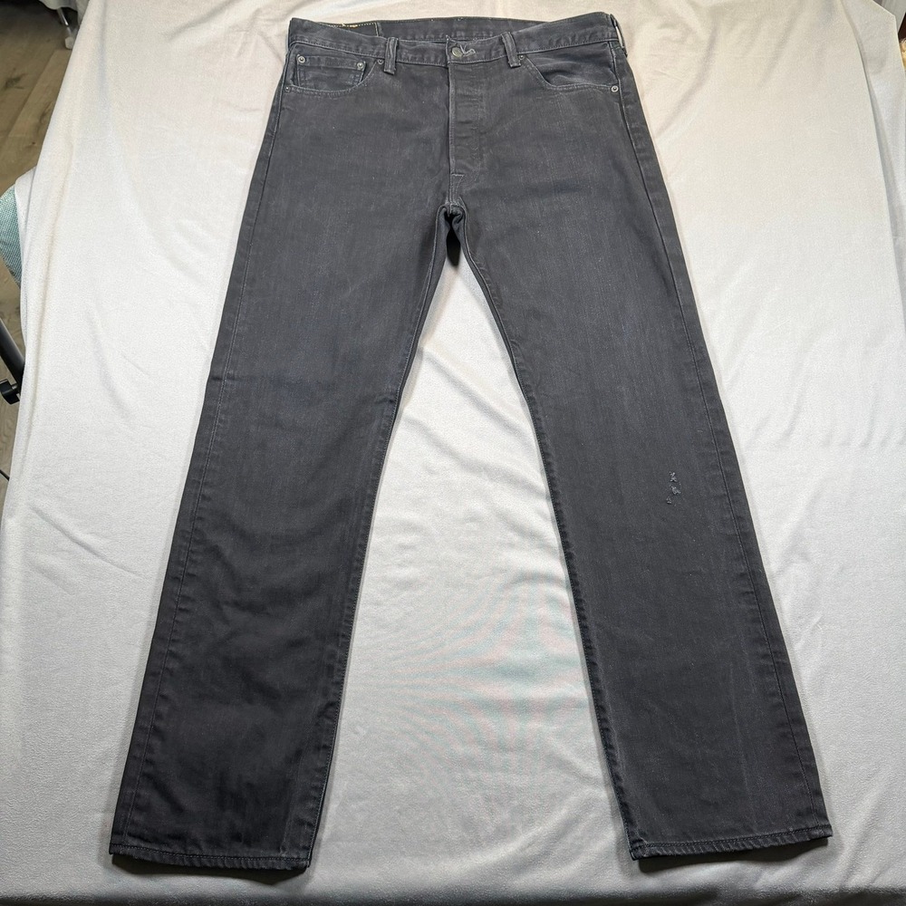Levi's 501 Mens 36x32 Black Original Fit Straight Leg Button Fly Denim Jeans